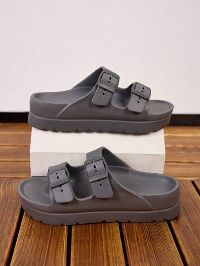 Novos chinelos femininos da moda, sola grossa, confortável, macia, leve, antiderrapante, tira dupla, bem feita, acolchoada para caminhar