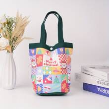 Santa Claus Gift Christmas Handbag, Red/Green Christmas Gift Bag With Button, Merry Christmas Treat Bag, New Year's Gift