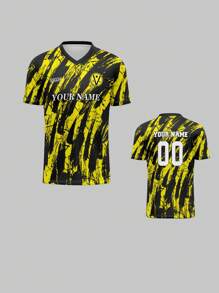 Personalizowana koszulka sportowa, jednoczęściowa męska koszulka treningowa z dekoltem w serek, z przodu i z tyłu nadruk nazwy, numeru, logo, wygodna, na co dzień, na imprezę, na spotkanie