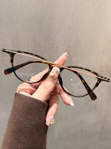 1 Pair/2 Pairs Vintage Women's Cat-Eye Glasses Y2K Small Frame Light Clear Lens Fashion Decorative Glasses Stainless Steel Frame Daily Use