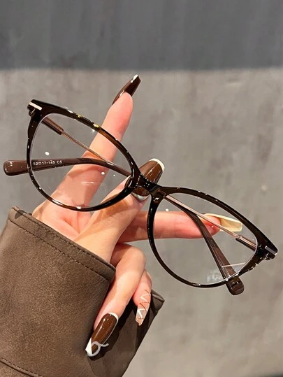 1 Pair/2 Pairs Vintage Cat Eye Glasses For Women, Y2K Small Frame Lightweight Transparent Lens Fashion Decorative Glasses, Metal Frame For Daily Wear