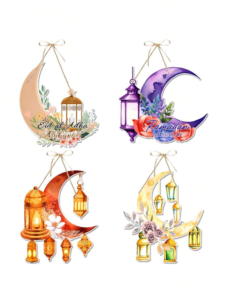 1 pieza - Decoración de rama, Lámpara decorativa colgante, Colgante de papel en forma de luna con tema festivo, Decoración de escena de fiesta con colgante con patrón de lámpara de aceite, Decoración de pared para el hogar