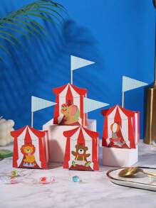 8 unidades/pacote de caixas de presente sortidas com tema de circo para biscoitos e doces para festa