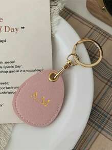 Personalized Faux Leather Keychain Alphabet Engraving Handmade Keyring, Accessory For Car Keys Business Cards, Bag Charm Trinkets - Keychain - View 7