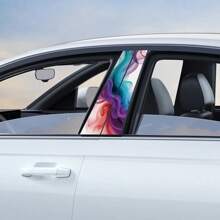 1 Pair (2pcs) Decorative Car B-Pillar Stickers, Colorful Patterns, Trimmable Size Fits Sedan, SUV, Truck, Protects Car Pillar From Scratches, Ideal For Holiday Vehicle Decoration