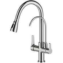 3 Ways Taps Pure Water Filter Pull Down 360° Swl Dual Handle Brass Come Sink Mixer Taps No Filter Included - Chrome1 - View 1