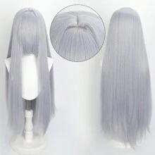 Karida Parrucca da cosplay lunga in fibra sintetica con frangia, parrucca da cosplay universale per capelli lisci a strati, resistente al calore, ad alta densità, aspetto naturale, 35 pollici/90 cm, parrucca sintetica extra lunga per donne, parrucche da cosplay artificiali per feste, Ognissanti, Natale, verde, arancione, rosa, blu, nero
