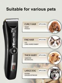 Newly Designed Ceramic Electric Hair Clipper,Rechargeable Smart Hair Trimmer,Waterproof IPX6,Ceramic Sharp Blade For Fast Cutting Without Clogging, Suitable For Dogs - Multicolor - View 3
