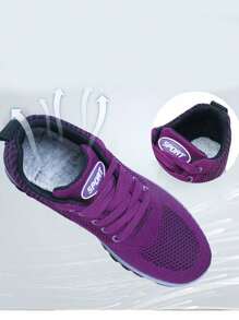 Zapatillas de deporte casuales de moda,Zapatillas de deporte de moda para mujer, suela gruesa mejorada,  Diseño casual, transpirables y cómodas, suela gruesa adecuada para todas las estaciones, cierre con cordones, estilo moderno,zapatillas de lona, versátil y liviano, adecuado para deportes diarios,  ​​cordones para estudiantes. - Morado - Ver 4