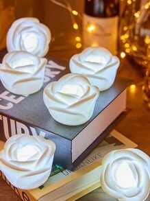 6/12 piezas Rosas iluminadas con LED - Románticas y de larga duración, alimentadas por batería - Adecuadas para el Día de San Valentín, bodas, propuestas - Regalo perfecto para ella - Decoración para el hogar y la mesa - Blanco - Ver 6