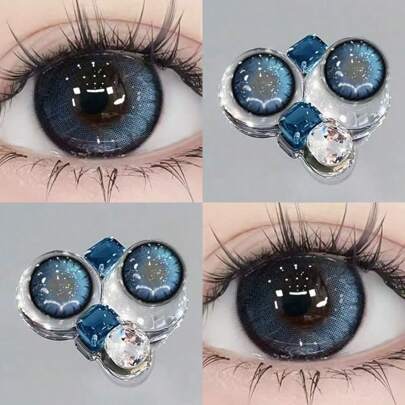 2 Pieces Of Blue Contact Lenses For Half-Year Disposable, Popular Cos Large Diameter Contact Lenses With 40% Water Content, Enlarging Eyes, Eye Makeup And Beauty Halloween Costume Cosplay