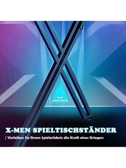 LILIIN Gaming Computer Bureau Carbon Fiber Surface Stable, M/Z/X Frame, 120cm/140cm/160cm, LED/ out LED, Tafel Ergonomic, Cup Holder Headphone Hook, view 7