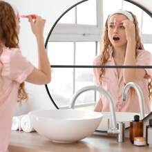 Wall Mirror - Bathroom Mirror Metal Frame Half Circle Mirror 2 Pack DIY For Bathroom, Bedroom, Living Room, Cloakroom, Entryway Home Decor Gifts