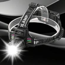 1200LM White LASER LED Headlamp Head Torch Zoomable USB Rechargeable Light 1000m - Black - View 6