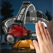 1200LM White LASER LED Headlamp Head Torch Zoomable USB Rechargeable Light 1000m - Black - View 3