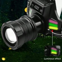 1200LM White LASER LED Headlamp Head Torch Zoomable USB Rechargeable Light 1000m - Black - View 9