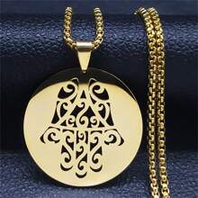 手链吊坠项链 女式/男式 不锈钢金色阿拉伯 Hamsa 项链 伊斯兰珠宝 Mano De - 項鍊 - 查看 3