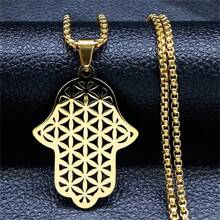 手链吊坠项链 女式/男式 不锈钢金色阿拉伯 Hamsa 项链 伊斯兰珠宝 Mano De - 項鍊 - 查看 5