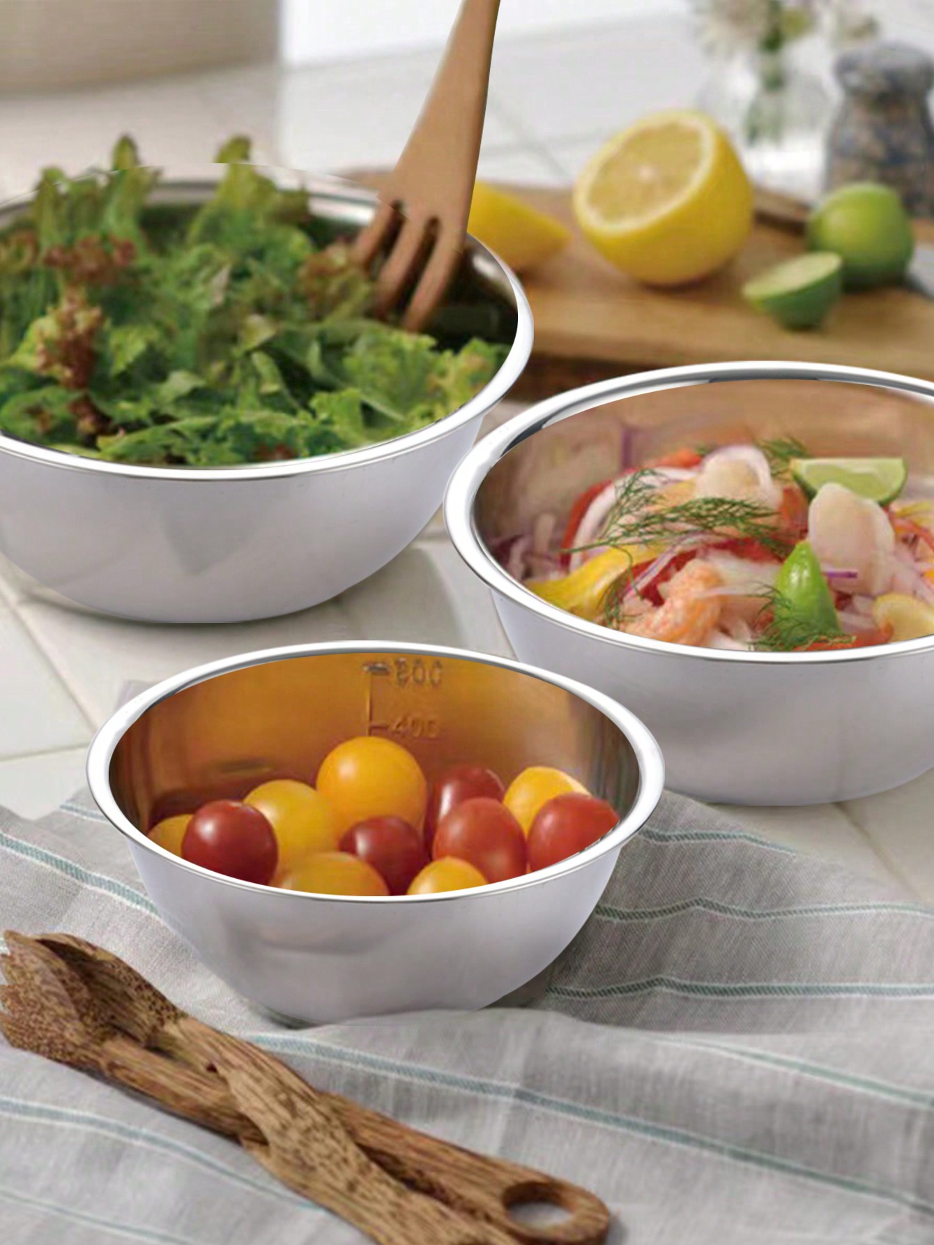 مجموعة أوعية خلط من الفولاذ المقاوم للصدأ، لتخزين...