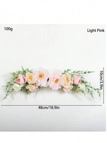 1pc Artificial Hanging Rose Peony Flower Wreath With Green Leaves, Decoration For Wedding Ceremony Arch, Front Door, Home Wall