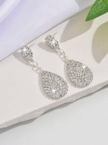 Women's Wedding Jewelry Fully Rhinestone Earrings, Suitable For Daily, Evening Party Wear - Silver 1276 - View 9
