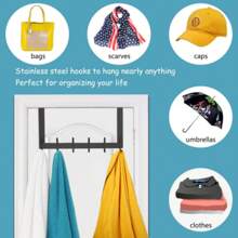 Key Coat Clothes Door Holder Rack Hook Wall Mounted Hanger 6 Hooks Aluminum