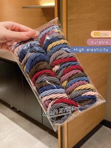 Conjunto de 50pcs Grampo de Cabelo Elástico Durável Estilo Coreano faixas de cabelo coloridas Acessórios de Cabelo