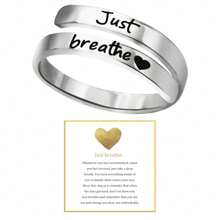 可爱“Just Breathe”戒指，女士可调节励志戒指，每日鼓励，激励自己，爱自己戒指饰品 - 字母戒指 - 查看 7