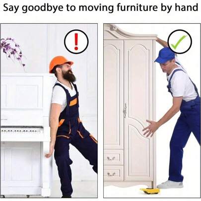 4pcs Yellow Heavy Duty Furniture Lifter Mover Tools - 360 Degree Rotatable Sliders For Sofas, Refrigerators & Home Moving/Rearranging,Boho Vibes