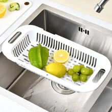 Retractable Dish Drainer Sink Caddy, Multi-Function Kitchen Expandable Vegetable Washing Basket Rack - Multicolor - View 9