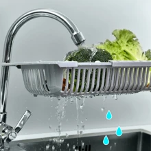 Retractable Dish Drainer Sink Caddy, Multi-Function Kitchen Expandable Vegetable Washing Basket Rack - Multicolor - View 2