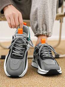 Zapatillas deportivas de moda para hombre de color sólido,Ligeras y transpirables de malla de tela,Tenis Hombre Casuales de Moda Fashion, diseño de suela elástica antideslizante de alta amortiguación para una mejor protección de los pies,  talón suave y cómodo para proporcionar estabilidad, adecuadas para caminar, deportes al aire libre, correr, hacer ejercicio, fitness, fiesta, fiesta, uso diario. Correr, hacer ejercicio, fitness, - Gris - Ver 1