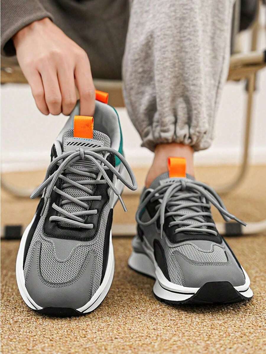 Zapatillas deportivas de moda para hombre de color sólido,Ligeras y transpirables de malla de tela,Tenis Hombre Casuales de Moda Fashion, diseño de suela elástica antideslizante de alta amortiguación para una mejor protección de los pies,  talón suave y cómodo para proporcionar estabilidad, adecuadas para caminar, deportes al aire libre, correr, hacer ejercicio, fitness, fiesta, fiesta, uso diario. Correr, hacer ejercicio, fitness, - Gris - Ver 1