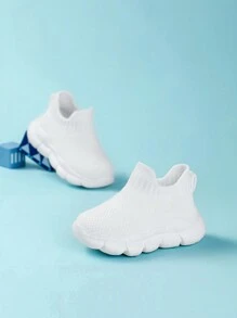 Baby Breathable Mesh Sock Shoes, Soft-Sole Comfortable Prewalker Shoes - White - View 5
