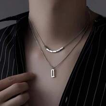 1 szt. Hip-Hop Wisiorek Łańcuszek obojczykowy, Minimalistyczny dodatek dla mężczyzn/kobiet, Tytanowy stalowy łańcuszek do swetra