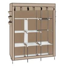 New Utility Closet Holder Storage Wardrobe Clothes Rack Shelves Cabinet Brown