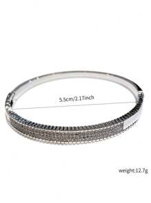 Fashionable Cubic Zirconia Copper Bangle, Luxury Starry Bracelet, Elegant Party Jewelry Gift For Women