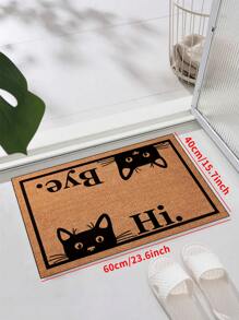 1 Stück Fußmatte mit "braunem Hintergrund, schwarzem Blatt Grafik, rundem Rand, ZUHAUSE Süßes ZUHAUSE", Innenbereich Matte, Überwurfteppich, kreative Türmatte, Eingangsbereich-Themen Matte, Heimdekoration, rutschfeste Bodenläufer Matte, Schlafzimmerzubehör, Fotoprops, Außendekoration, Überwurfteppich, Bereichsteppich, Geschenk - Verschiedenfarbig - Übersicht 6