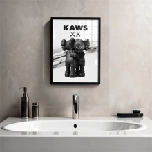 1/3张黑色KAWS海报都市街头艺术印刷品现代家居装饰帆布墙艺术运动鞋海报无框