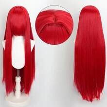 Karida Parrucca da cosplay lunga in fibra sintetica con frangia, parrucca da cosplay universale per capelli lisci a strati, resistente al calore, ad alta densità, aspetto naturale, 35 pollici/90 cm, parrucca sintetica extra lunga per donne, parrucche da cosplay artificiali per feste, Ognissanti, Natale, verde, arancione, rosa, blu, nero
