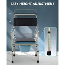 Lightweight Bedside Commode Portable Foldable Commode Chair With Removable Seat Pad For Elderly Adjustable Height Folding Stool Up To 150 Kg - as pic - View 3