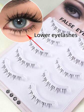 5 Pairs Fairy Lower Eyelashes, Manga Little Devil Style Natural Look False Eyelashes With Transparent Stem Natural Full Strip Lashes Strip Lashes, Lashes, Eyelashes, Fake Lashes