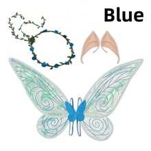 Neues Schmetterlingsflügel-Set, Requisiten für die Feiertagsperformance, Halloween-Engel, Feenohren, Prinzessinnen-Feenparty, Verkleidung, schillernde Feenflügel, Bühnen-Requisiten-Set für die Feiertagsparty von Kindern