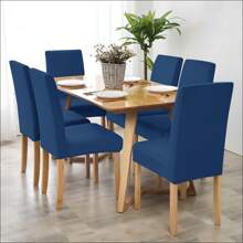 Farfallarossa Stretch Velvet Chair Covers (4/6 Pieces) – Universal Fit, Multi-Purpose Protection, Ultra-Soft Touch, Scratch-Resistant, Suitable For Dining Chairs, Office Chairs, And Home Chairs - Blue - View 6