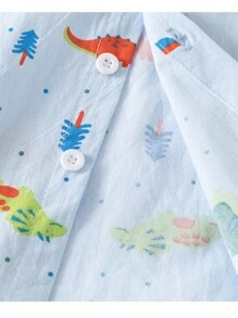 Camisa de manga larga con estampado de dinosaurios para niño, primavera - Azul - Ver 7