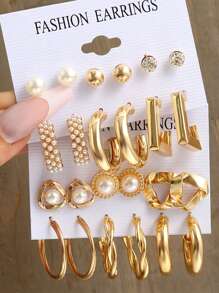 24pcs/12 Pairs Women Pearl Earring Set, Elegant Style Suitable For Daily Wear, Dating, Party, Holiday Gift