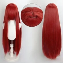 Karida Parrucca da cosplay lunga in fibra sintetica con frangia, parrucca da cosplay universale per capelli lisci a strati, resistente al calore, ad alta densità, aspetto naturale, 35 pollici/90 cm, parrucca sintetica extra lunga per donne, parrucche da cosplay artificiali per feste, Ognissanti, Natale, verde, arancione, rosa, blu, nero