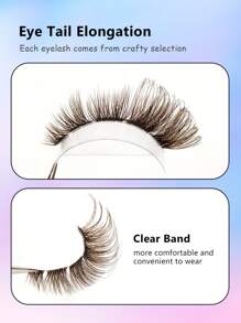 Asiteo 7 pares de pestañas postizas de ojos de gato de color marrón oscuro, con tallo transparente, cómodas y suaves, reutilizables, adecuadas para maquillaje diario - Pestañas Ojos de Gato - Ver 4