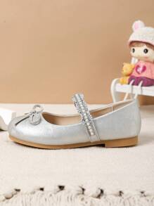 新款平底蝴蝶结玛丽珍鞋，软底小公主芭蕾平底鞋，银灰色优雅温柔