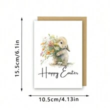 复活节兔子贺卡、可爱动物贺卡、花卉贺卡、春季花卉贺卡，适合家人和朋友，适合任何人